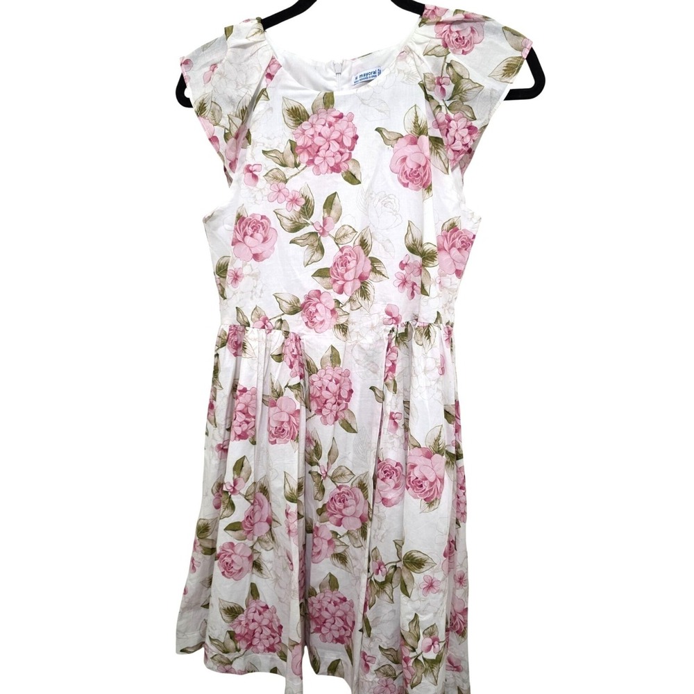 Mayoral‎ Girls White & Pink Floral Sleeveless Cottage Core Fary Dress Size 16